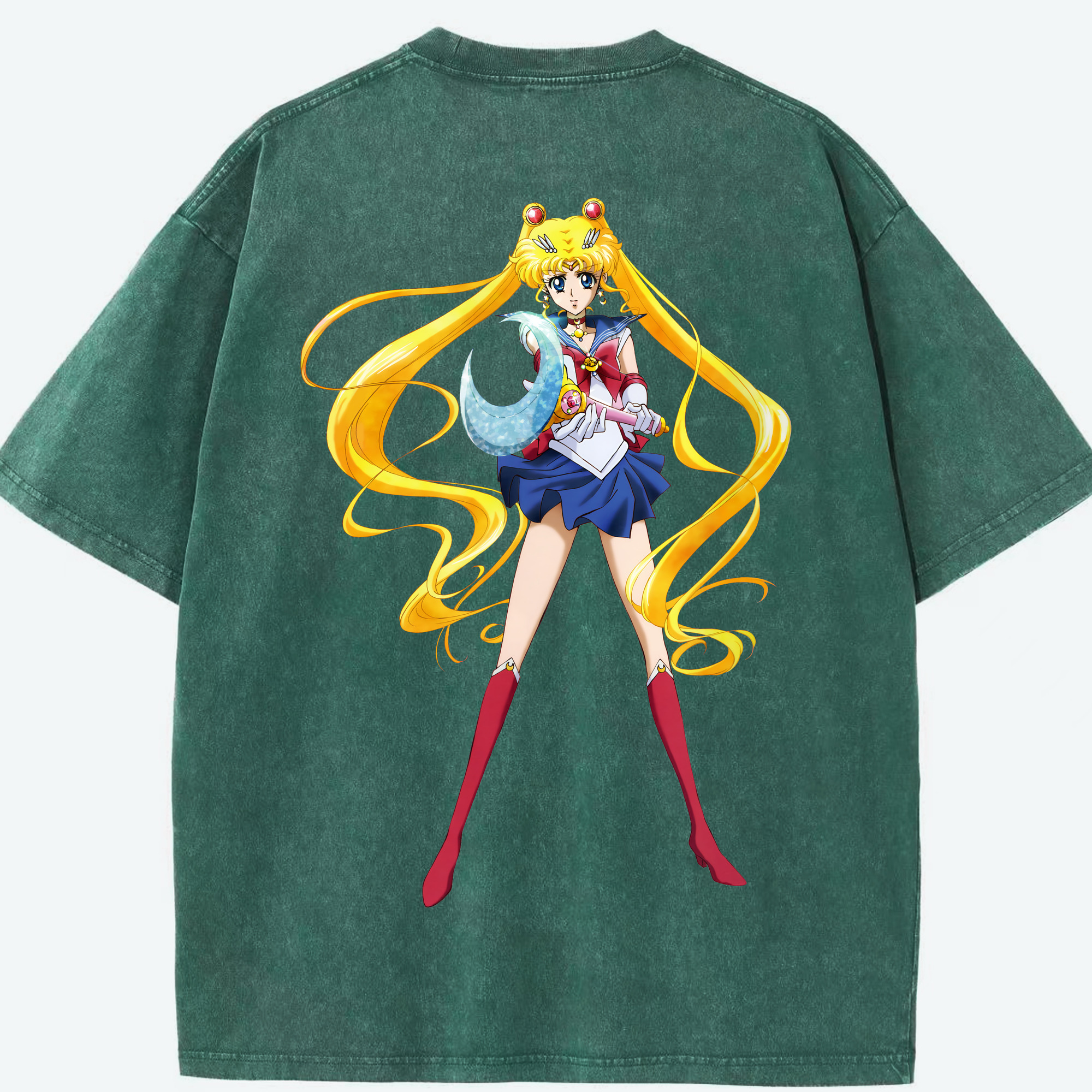 （画像用） 美少女戦士セーラームーン 月野 うさぎ つきの うさぎ Sailor Moon Tsukino Usagi 綿100% ヴィンテージ風 半袖Tシャツ（背面プリント）